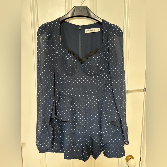 Self-Portrait Polka Dot Print Square Neckline Romper - Picture 5 of 10